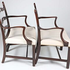 Pair of English Chippendale Style Ladder-Back Mahogany Armchairs