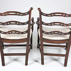 Pair of English Chippendale Style Ladder-Back Mahogany Armchairs