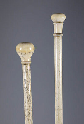 Two Whaler Made Walking Sticks, 19th Century