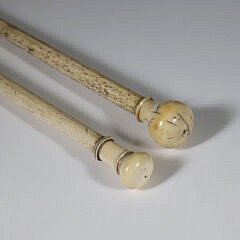 Two Whaler Made Knob Grip Walking Sticks, 19th Century