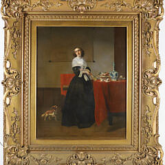 Johann Cornelius Mertz Oil on Mahogany Panel "When will He Return"