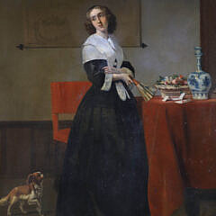 Johann Cornelius Mertz Oil on Mahogany Panel “When Will He Return”