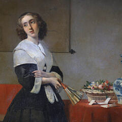 Johann Cornelius Mertz Oil on Mahogany Panel “When Will He Return”