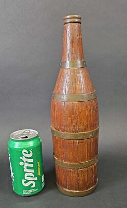 Antique English Oak Brass Bound Bottle