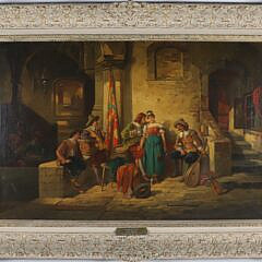 A. Rauter (German 19th Century) Oil on Canvas "Spanish Inn"