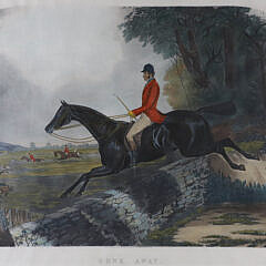 Antique Equestrian Lithograph Titled “Gone Away”