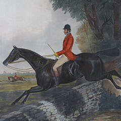 Antique Equestrian Lithograph Titled “Gone Away”