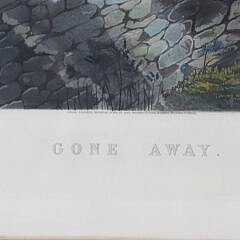 Antique Equestrian Lithograph Titled “Gone Away”