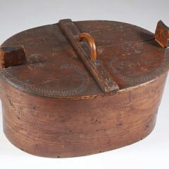 Oval European Storage Box with Decorative Carving