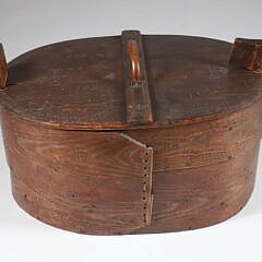 Antique Oval European Storage Box with Decorative Carving