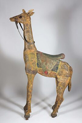Continental Carved and Polychrome Folk Art Giraffe, 19th Century