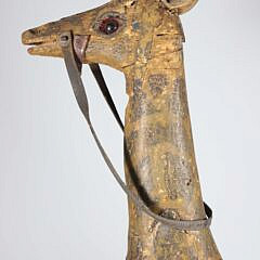 Continental Folk Art Carved and Polychrome Wood Giraffe, 19th Century