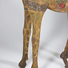 Continental Folk Art Carved and Polychrome Wood Giraffe, 19th Century