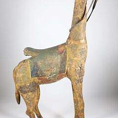 Continental Folk Art Carved and Polychrome Wood Giraffe, 19th Century