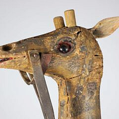 Continental Folk Art Carved and Polychrome Wood Giraffe, 19th Century