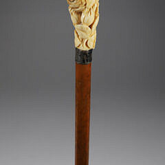 Whaler Made Rose Bud Walking Stick, 19th Century