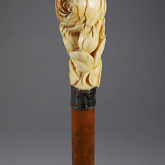 Elaborately Carved Rose Bud Walking Stick, 19th Century