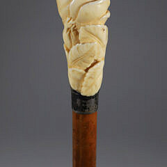 Elaborately Carved Rose Bud Walking Stick, 19th Century