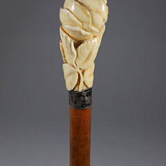 Elaborately Carved Rose Bud Walking Stick, 19th Century