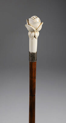 Whaler Made carved Rose Bud Walking Stick, 19th Century