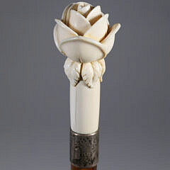 Carved Rose Bud Walking Stick, 19th Century