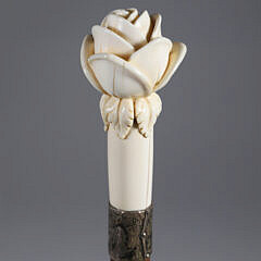 Carved Rose Bud Walking Stick, 19th Century