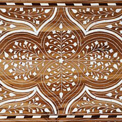 Teak Wood and Bone Elaborately Inlaid Serving Tray
