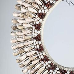 Papua Cowie Shell Bib Necklace on Custom Stand