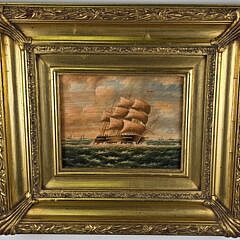 Two Contemporary Nautical Oil on Panel Clipper Ship Portrait Paintings, 20th century