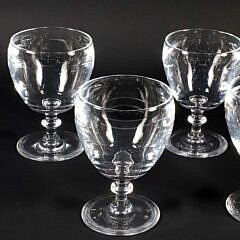 Set of Seven Signed Steuben Crystal Small Goblets