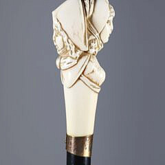 Whaler Made Double Bust Knob Walking Stick, 19th Century