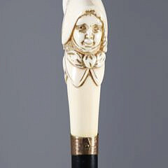 Whaler Made Double Bust Knob Walking Stick, 19th Century