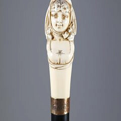 Whaler Made Double Bust Knob Walking Stick, 19th Century