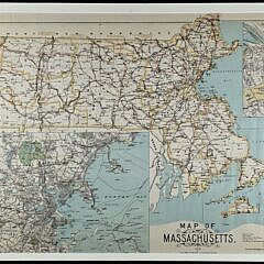 Vintage Walker Lithograph Publishing Company Map of Massachusetts, 20th century