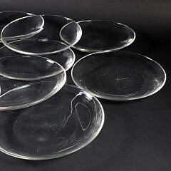 Set of 14 Steuben Glass Plates, Signed in Script