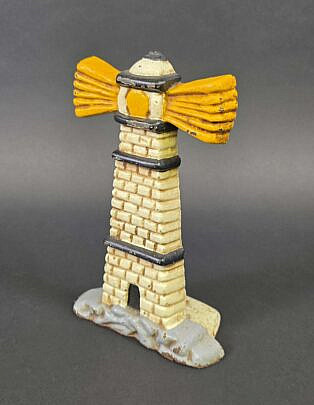 Vintage Figural Cast Iron Lighthouse Doorstop