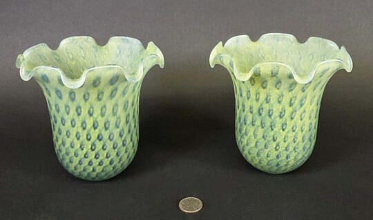 Pair of Vintage Art Glass Shades