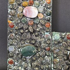 Vintage Art Deco Silver and Stone Repoussé Frame