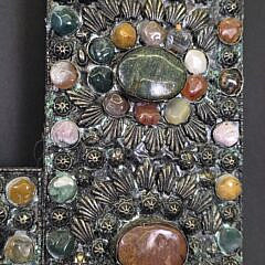 Vintage Art Deco Silver and Stone Repoussé Frame