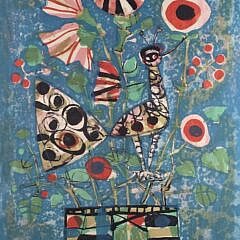 Vintage Paul Augustin Aizpiri Abstract Floral Still Life Lithograph Print