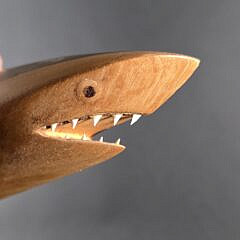 Dennis Christian Hand Carved Exotic Wood Figural Shark Sculpture Wall Plaque