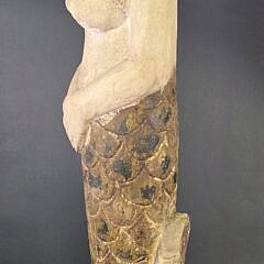 Vintage Carved and Painted Mermaid Ships Figurehead Statue, 20th century