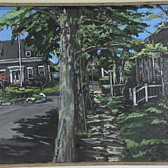 Vintage Robert Dandurand Nantucket Oil on Canvas, “Upper Main Street”, Painting