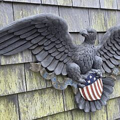 Vintage Heroic Metal Spread Winged Federal Eagle Wall Plaque Sculpture, 20th century