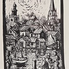 Three David Lazarus Nantucket Harbor Etchings