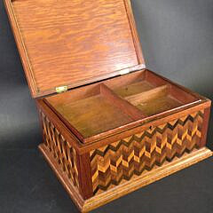 Antique Multiwood Geometric Inlaid Box, 19th century