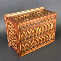 Antique Multiwood Geometric Inlaid Box, 19th century