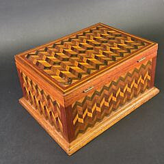 Antique Multiwood Geometric Inlaid Box, 19th century