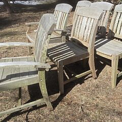  Set of Six Teak Outdoor Dining Chairs