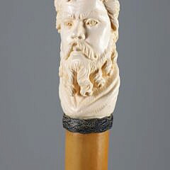 Carved Gentleman Knob Walking Stick, 19th Century